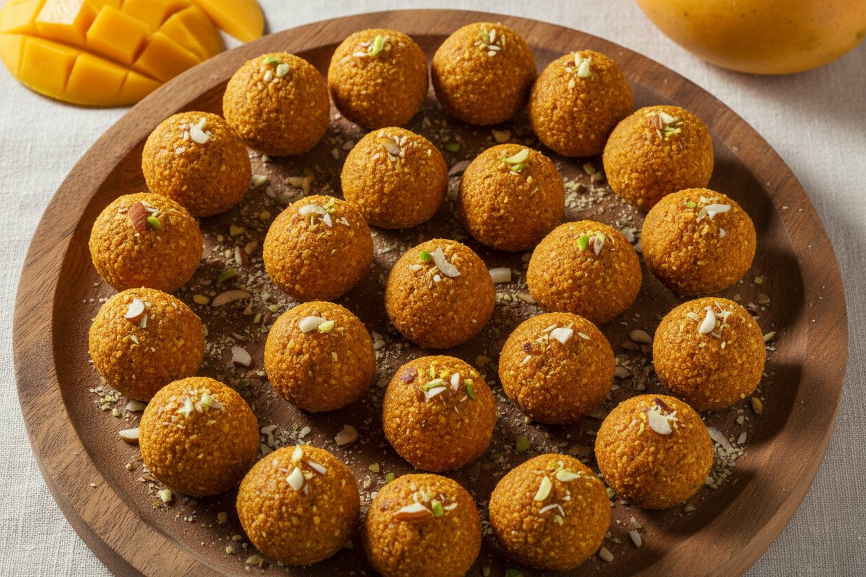 આમ રસ પાવડર અને ઓટ્સના હેલ્ધી લાડુ